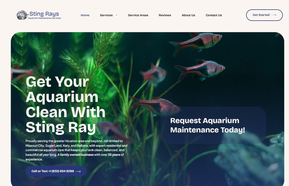 Aquarium Maintenance Houston website designed by The Grow Vista